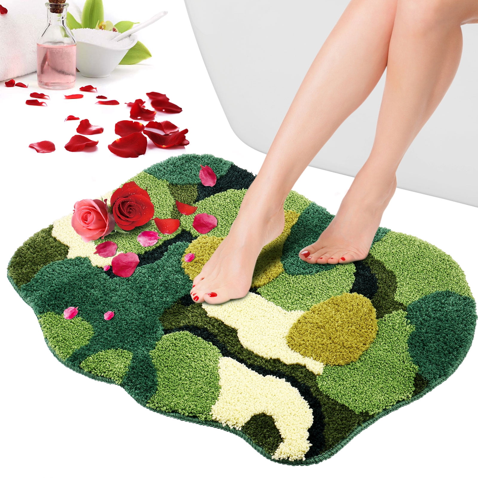 Non Slip Mildew Resistant Bathroom Mats Shower Mat Bathtub Foot Mat Non  Slip Design Can be used in bathroom Bathtub doorway Mars Green