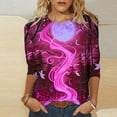 thumbnail image 1 of Jienlioq Hauts Tube pour Femmes Mode Décontractée Halloween Imprimé Col Rond Manches 3/4 T-Shirt en Solde, 1 of 5