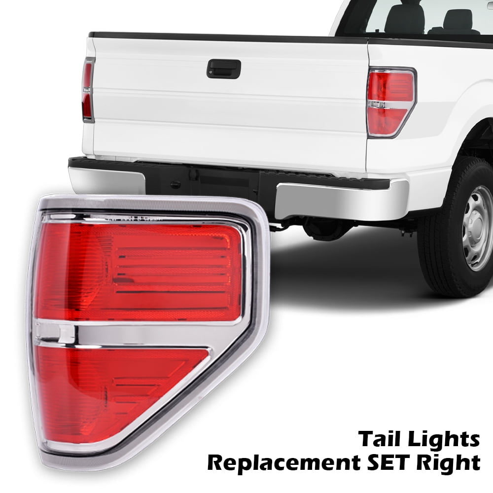 Rear Tail Light Fit for Ford F150 2/4 Door 2009-2014 Brake Lamps Chrome Trim Tail Lamp