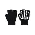 thumbnail image 3 of Unisex Half Finger Skeleton Pattern Glow in the Dark Knit Gloves, 3 of 4