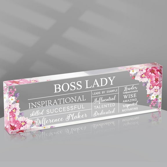 Boss Lady Gifts Inspirational Quotes Office Gifts Acrylic Boss Lady Office Decor Boss Birthday Gifts Boss Appreciation Keepsake and Paperweight for Female Leader (Classic Style)