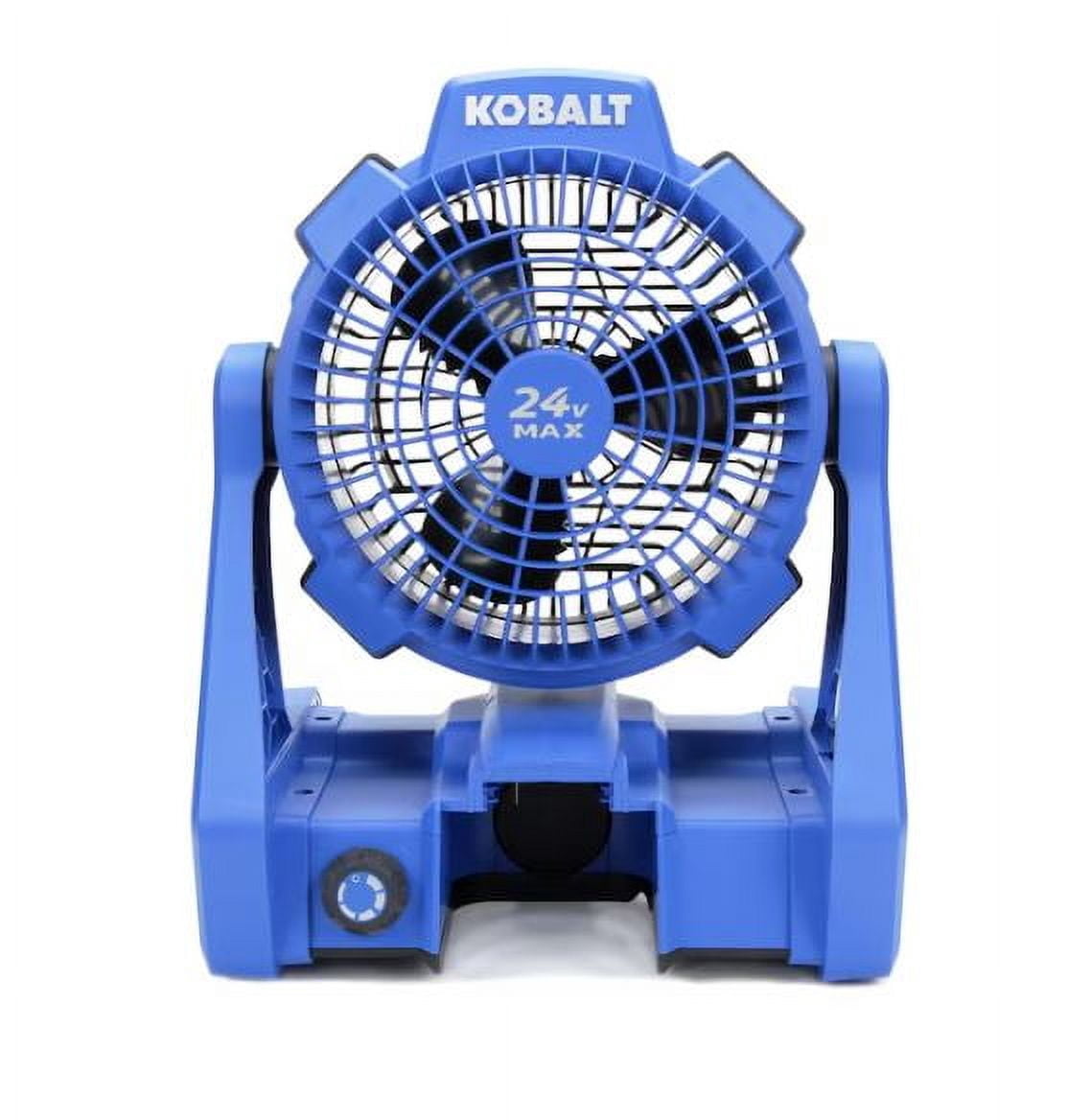 Kobalt 7-in 24-Volt 5-Speed High Velocity Indoor/Outdoor Blue Personal Fan (Battery and Charger Not Included)