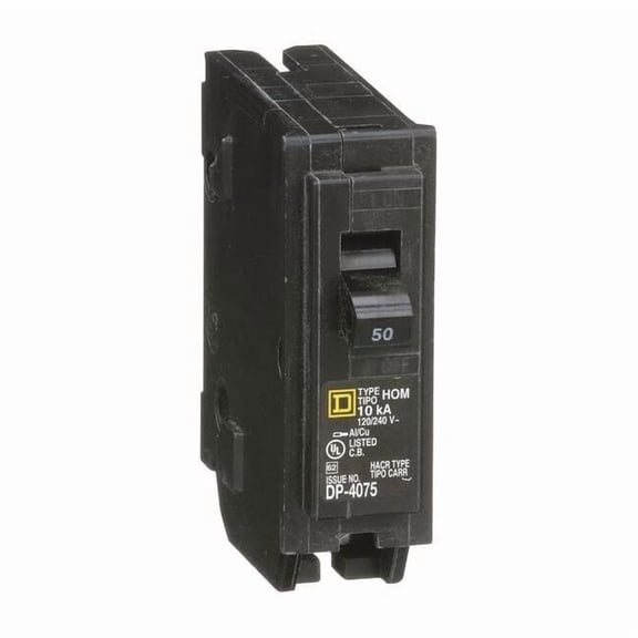 Square D Circuit Breaker,50A,Plug In,120V,1P HOM150