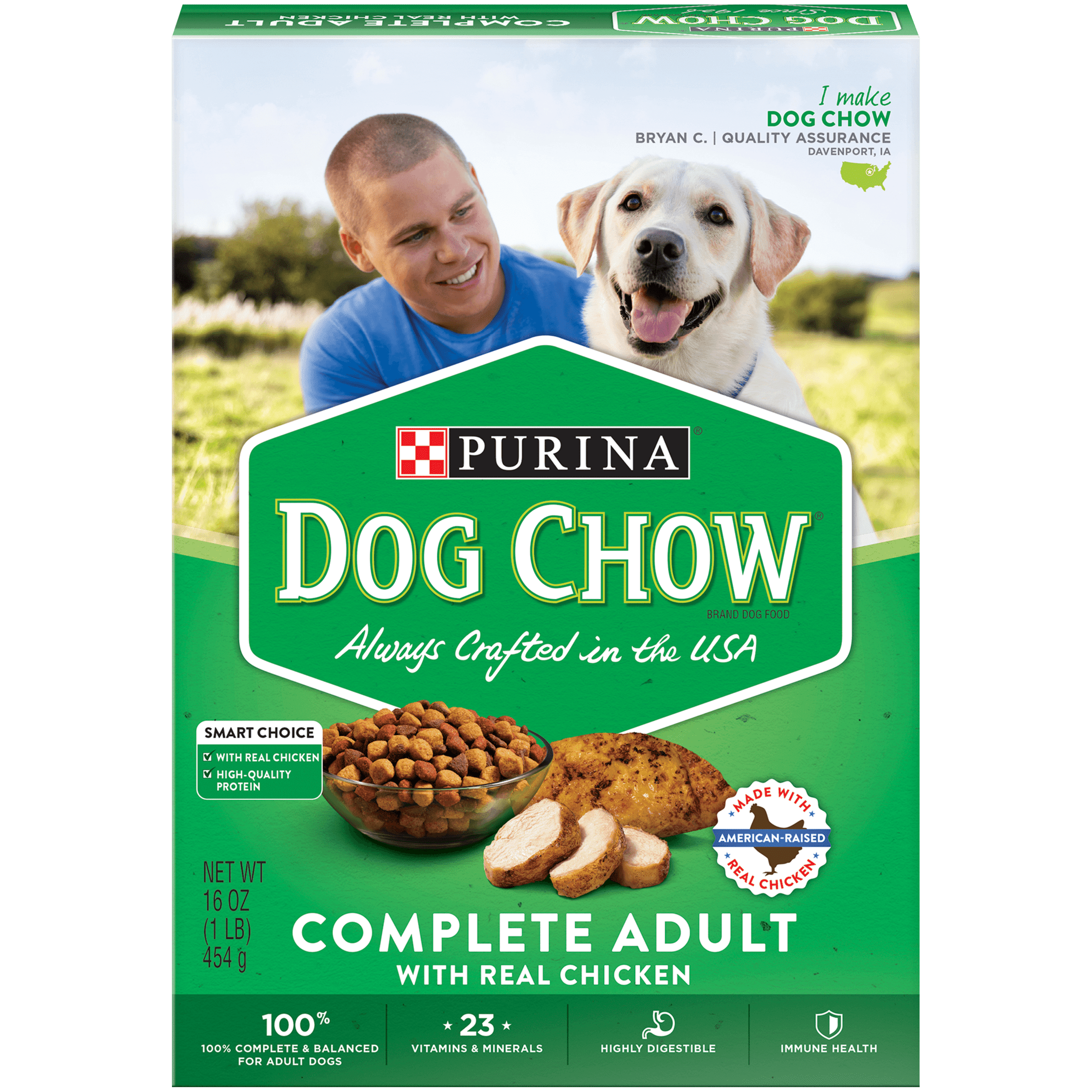 Purina Dog Chow Dry Dog Food, Complete Adult With Real Chicken, 16 oz