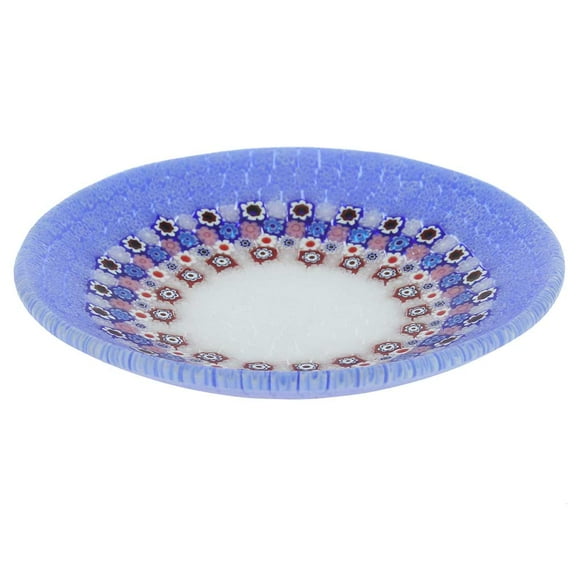 GlassOfVenice Murano Millefiori Round Plate - Periwinkle