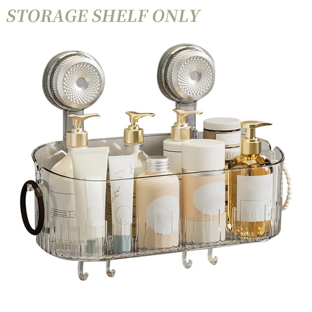 Bathroom Suction Cups Shower Shelves Wall Mounted Storage Rack Draining Basket Organizer Accessories Bathroom Punch