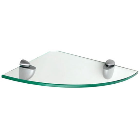 Dolle Shelving 10" x 10" Clear Glass Corner Shelf Kit with Two Jam Satin Chrome Bracket