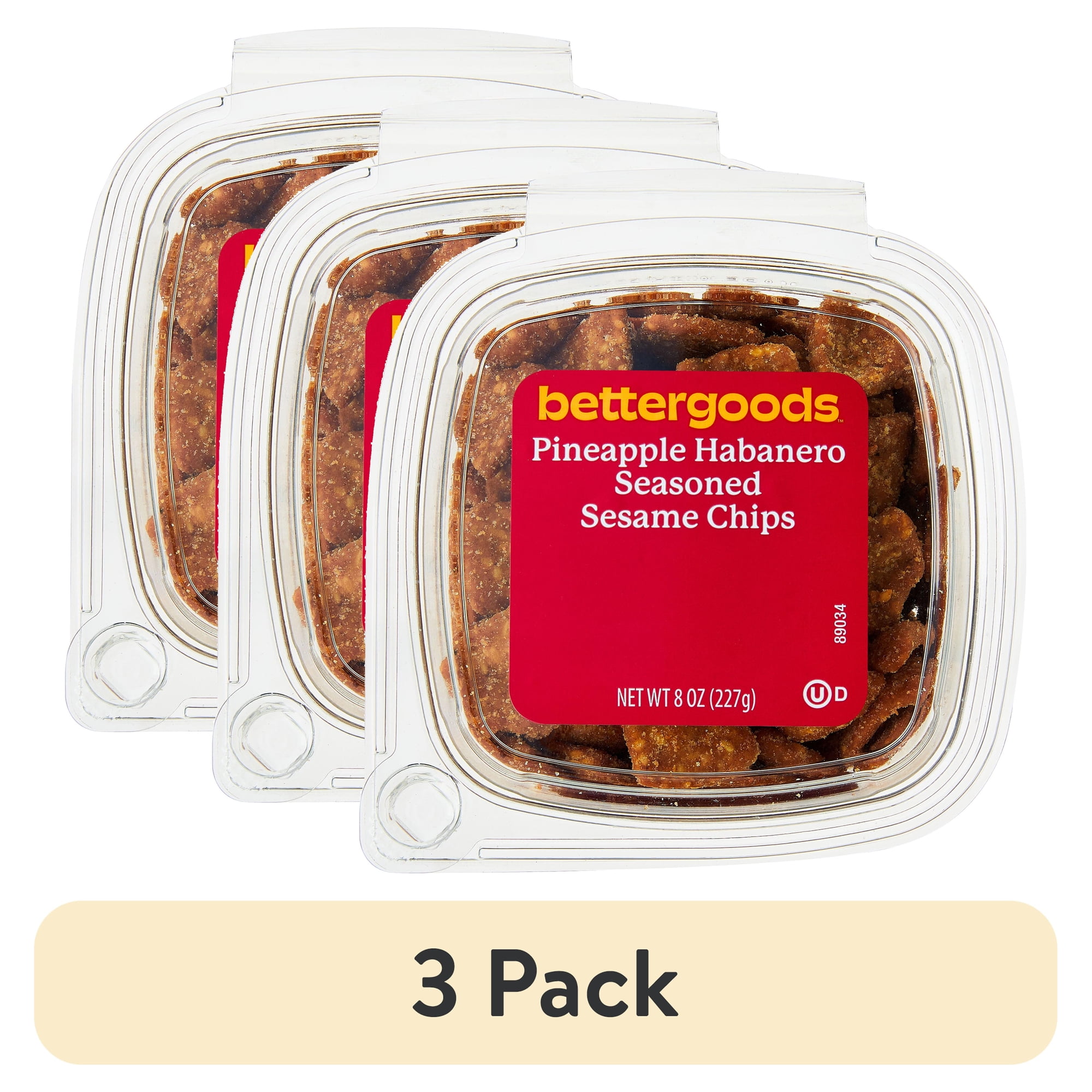 (3 pack) bettergoods Pineapple Habanero Seasoned Sesame Chips, 8 oz