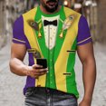 thumbnail image 4 of Uootdi Womens Mardi Gras Festive Tops Crew Neck Funny Graphic Tuxedo Short Sleeve T Shirt Tropical Holiday Vacation Novelty Shirts Gift, 4 of 8