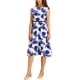 thumbnail image 4 of INSPIRE CHIC Vestido Midi Vintage de los 50 para Mujer con Cuello Barco, Mangas Cortas y Cinturón, Floral, L Blanco Azul, 4 of 6