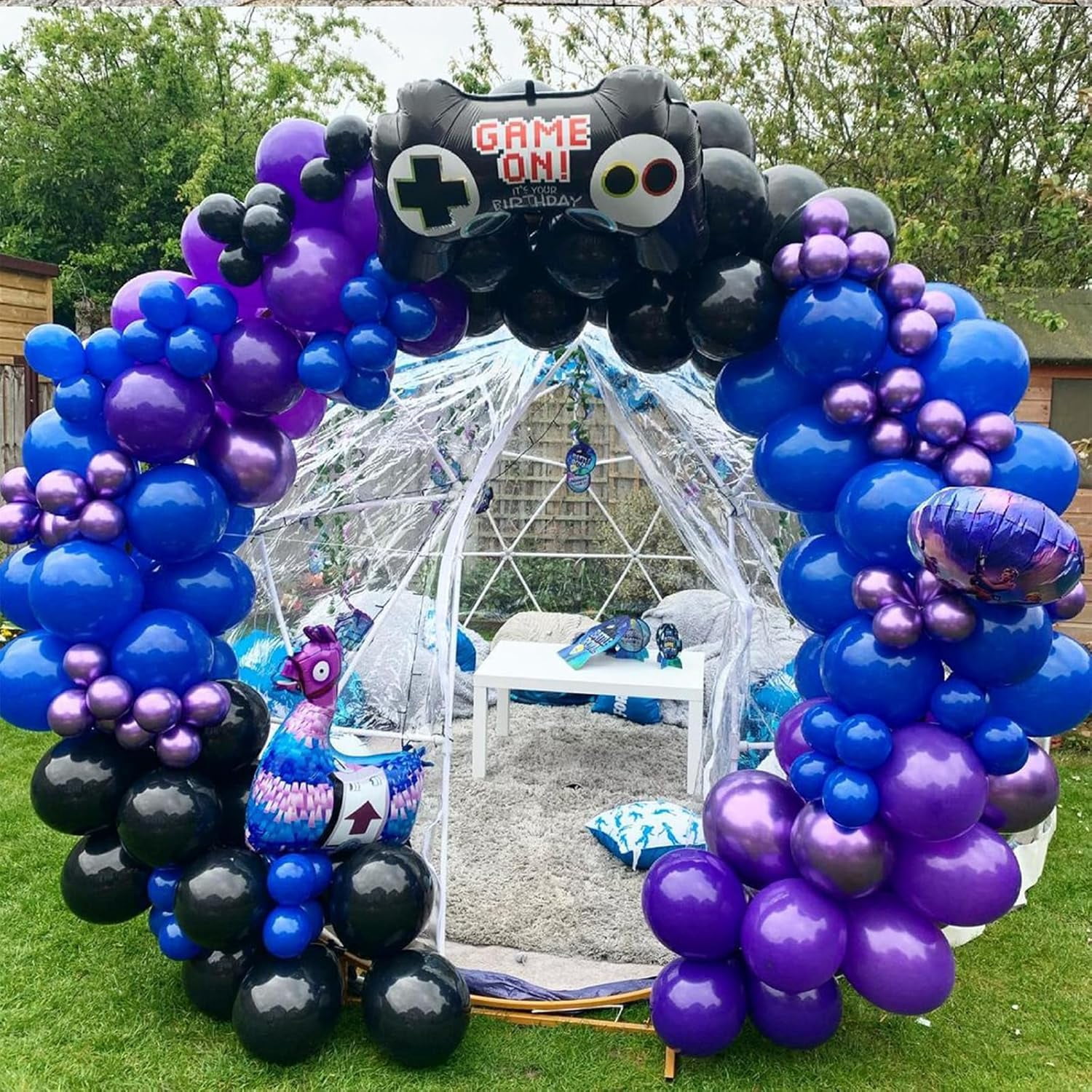 Black Purple Blue Balloon, 60 Pcs 12 Inches Metallic Blue Purple Teal Balloons Confetti Balloons for Kids Video Game Party Decoration Baby Shower Engagement Graduation Party Decorations