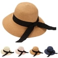 thumbnail image 4 of Ticikt Wide Brim Sun Hat for Beach Travel with Bow Detail Summer Hat,Color:Khaki, 4 of 7