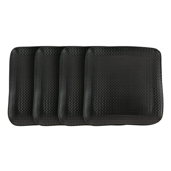 Stone Lain Olivia Stoneware Dinner Plate Replacement Set, 4 Count, Black Weave Design