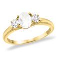 thumbnail image 1 of 14K Yellow Gold Natural Rainbow Moonstone Engagement Ring Diamond Accents Oval 7x5 mm, size 6, 1 of 1