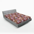 thumbnail image 2 of Ambesonne Floral Fitted Sheet, Lilac Rose and Magnolia Art, Full Size, Cinnamon Pink and Violet, 2 of 5
