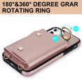 thumbnail image 3 of ShellTech for iPhone 11 Case with Card Holder and Strap - Zipper Pocket,Crossbody Lanyard Strap,Credit Card Holder,Stand Ring,Cute Phone Wallet Case for Women,Rosegold, 3 of 10