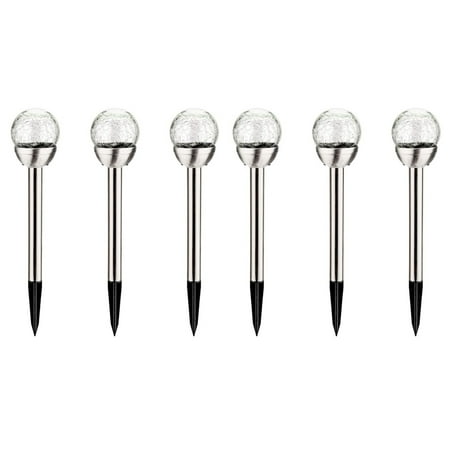 

6PCS Solar Lights Outdoor Yard Decor Cracked Glass Ball LED Lights Solar Halloween Lights for Path