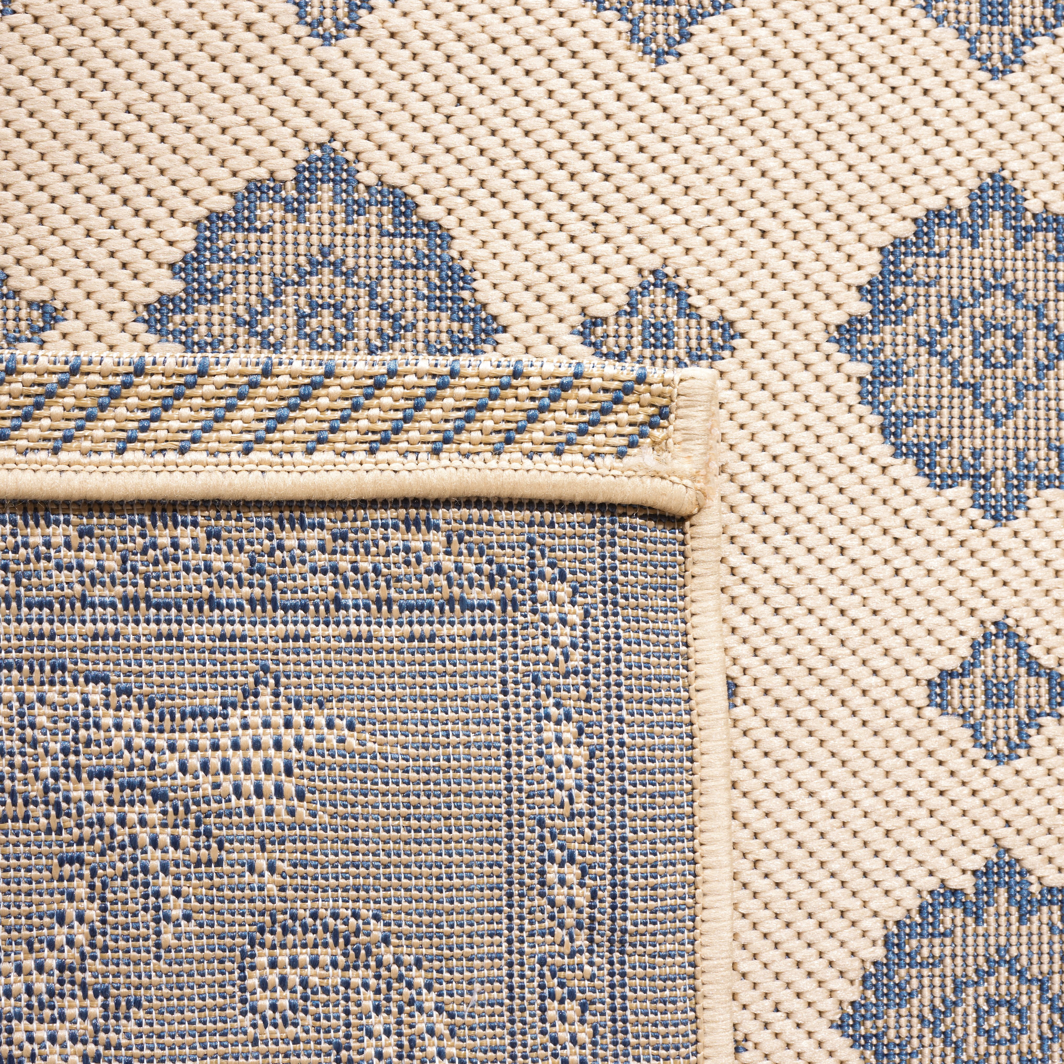 Safavieh Courtyard Erin Bordered Indoor/Outdoor Area Rug, Natural/Blue, 5'3" x 7'7"