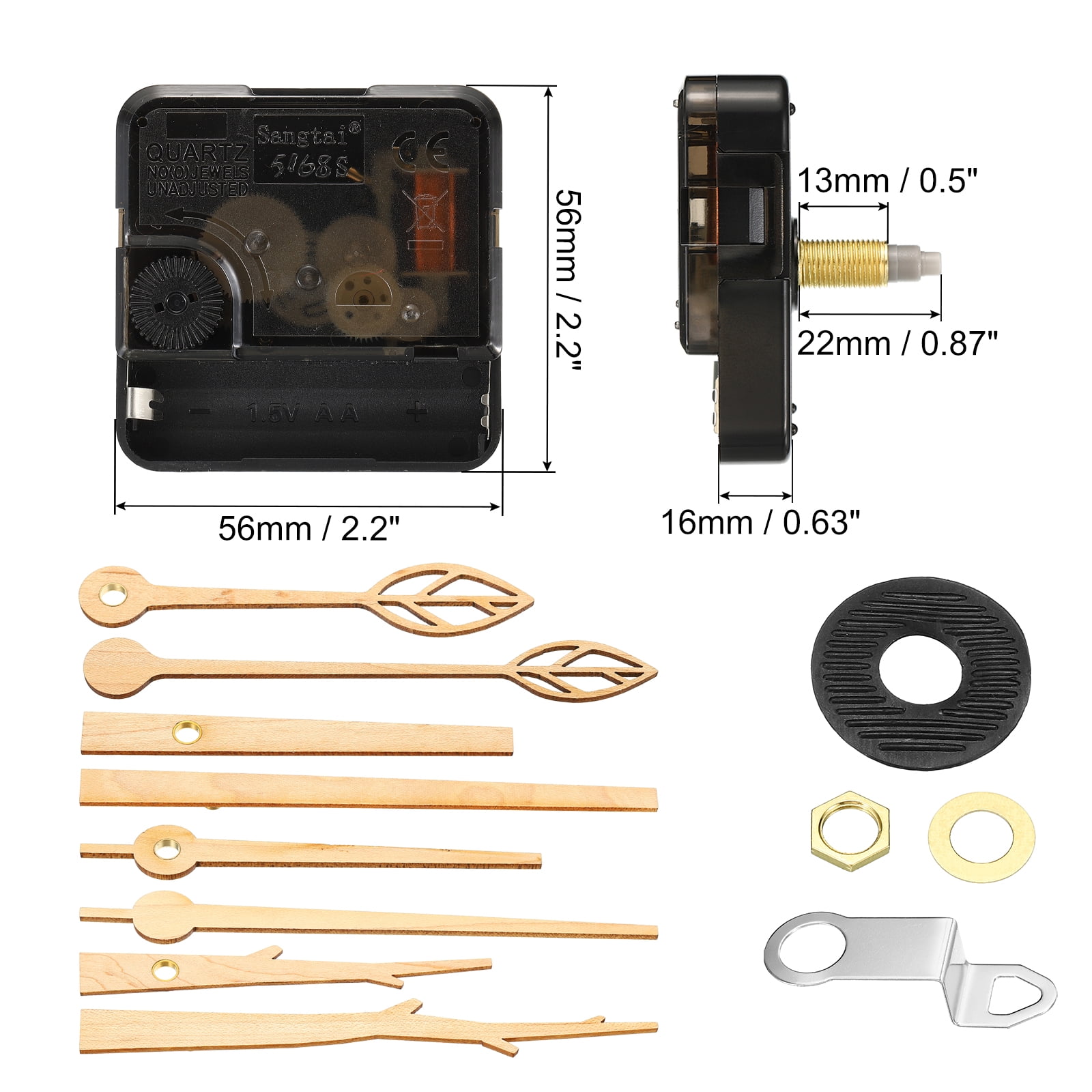 Clock Mechanism Replacement, 4 Pcs Quartz Clock Mechanism Battery Operated DIY Wood Wall Clock Mute, Wooden