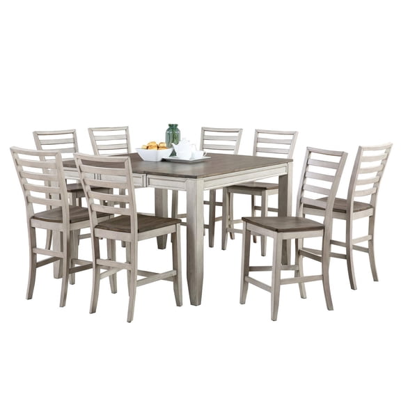 Abacus Two-tone Smokey Alabaster and Brown 9-piece Counter Dining Set