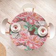 thumbnail image 4 of Ambesonne Vintage Rose Fitted Round Tablecloth, Boho Garden Flowers, 56"- 60" Diameter, Sea Green Pastel Pink, 4 of 5