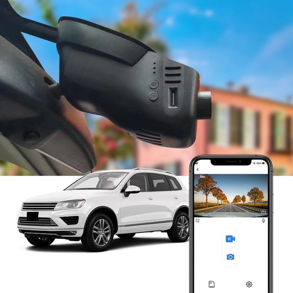 Fitcamx 4K Dash Cam Suitable for Volkswagen Touareg 2011-2017 & Touareg Hybrid (HD2-6004), OEM Factory Look, Parking Mode, Easy to Install, 64GB Card
