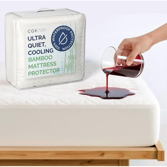 CGK Linens Premium Waterproof Viscose From Bamboo and Polyester Mattress Protector