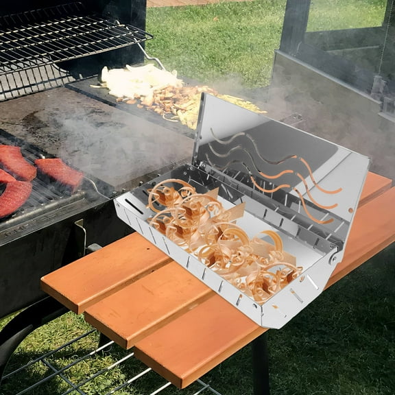 Raindrops Wood Chip Smoke Boxes Stainless Steel Bbq Smoke Boxes With Lid For Charcoal And Propane Gas Grill Accessories Add Bbq Flavor