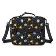 thumbnail image 2 of Football and Trophy Black Pattern Insulated Lunch Bag with Shoulder Strap and Bottle Holder,Bento School Lunch Bag Box,11x9.5x3.5 Inches, 2 of 5