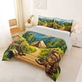 thumbnail image 2 of Catabedysis Outdoor Cartoon Camping Full Size Comforter Sets,Rustic Mountain Tree Print Bedding Comforter Set For Boys,Multicolor,Light Gray Reversible,3 Pieces,1 Comforter and 2 Pillowcases, 2 of 7