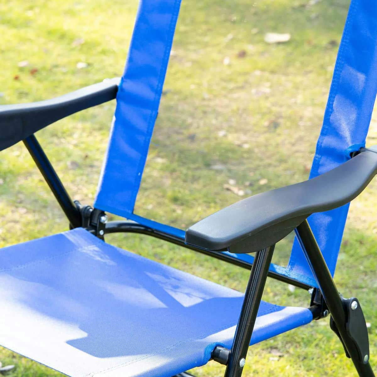 Spaco 2-Pack Folding Patio Chairs, Adjustable Sling-Back Deck Seats, Removable Headrest Camping Chairs for Garden, Backyard, Lawn, Blue