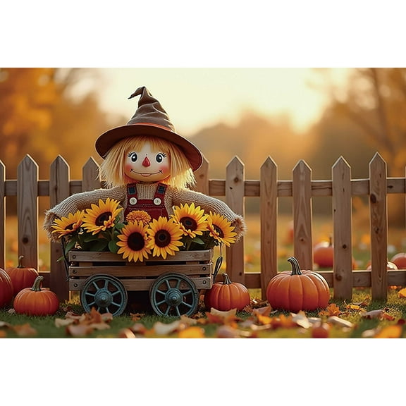 Thanksgiving Rural Village Photography Background Autumn Gard Fce Farm Pumpkin Backdrop Child Photo Studio Back Drop