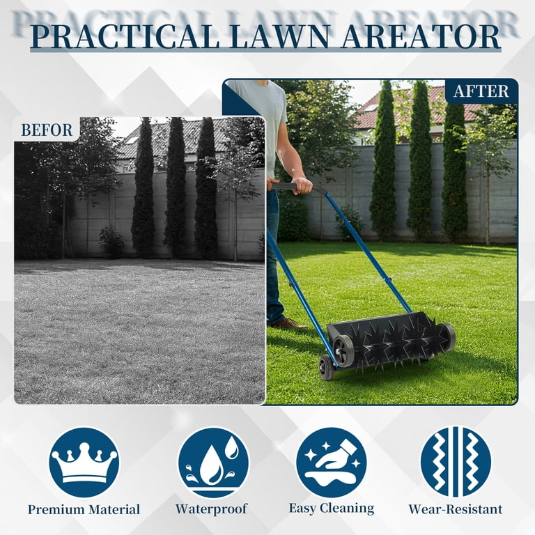 Zimtown 19in Heavy Duty Manual Lawn Aerator with U-Shaped Handle