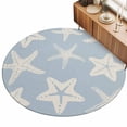 thumbnail image 2 of Large Round Rug 8Ft, Blue Starfish Coastal Non-Slip Washable Circle Rugs Carpet, Nautical Summer Ocean Abstract Art Indoor Outdoor Rug Floor Mats Throw Runner for Bedroom Living Room Bathroom, 2 of 8