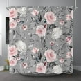thumbnail image 3 of Pink Floral Shower Curtain, Watercolor Pink Blossom Flower with Greyish Leaves Weighted Bottom Grey Bathroom Curtain Home Decor Waterproof Washable with Hooks,72"x72", 3 of 6