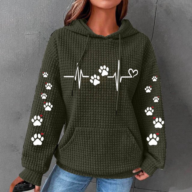 DPTALR Women Print Round-Neck Long Sleeve Loosen Single Sweatshirt Tops Pullover Blouse