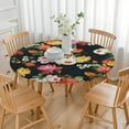 thumbnail image 3 of Round Fitted Tablecloth with Elastic Edges Fits 45"-52" Round Tables Pioneer Colorful Floral Waterproof Table Cover Washable Indoor and Outdoor for Party Kitchen Dinner Banquet Patio Picnic, 3 of 7