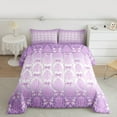 thumbnail image 2 of jejeloiu Cutw Bow Tie Full Size Comforter Sets,Retro Victorian Print Bedding Comforter Set,Purple White Bedding Sets For Girls Teens,Luxury Bedroom Decor Reversible,3-Piece, 2 of 8
