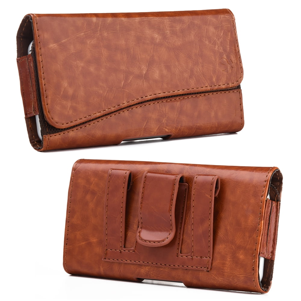 Brown Universal Leather Belt Clip Cover Holster Pouch Sleeve Phone