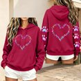 thumbnail image 4 of Staron Women's Hoodie Hooded Long Sleeve Graphic Hearts Casual Crewneck Sweatshirt Loose Cute Pullover Hoodies Tops Wine XL, 4 of 6