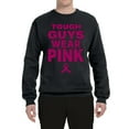 thumbnail image 2 of Wild Bobby Tough Guys Wear Pink Distressed Breast Cancer Awareness Unisex Crewneck Sweatshirt, Black, Small, 2 of 6