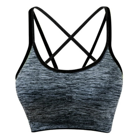 

Women Medium Support Seamless Cross-Back U-neck Full Cup Yoga Sports Bra