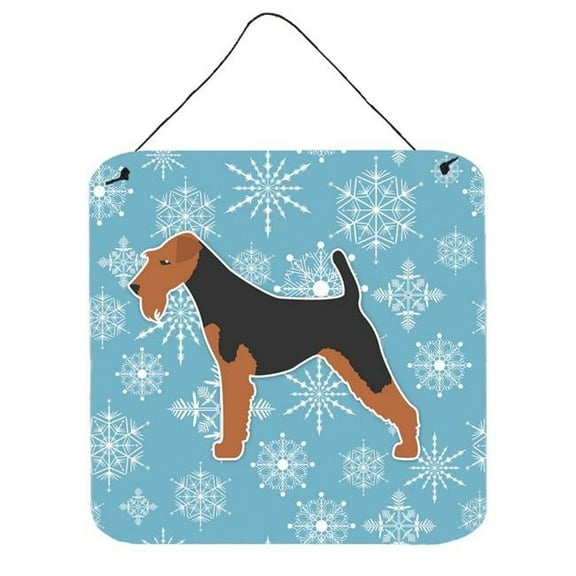 Winter Snowflake Welsh Terrier Wall or Door Hanging Prints