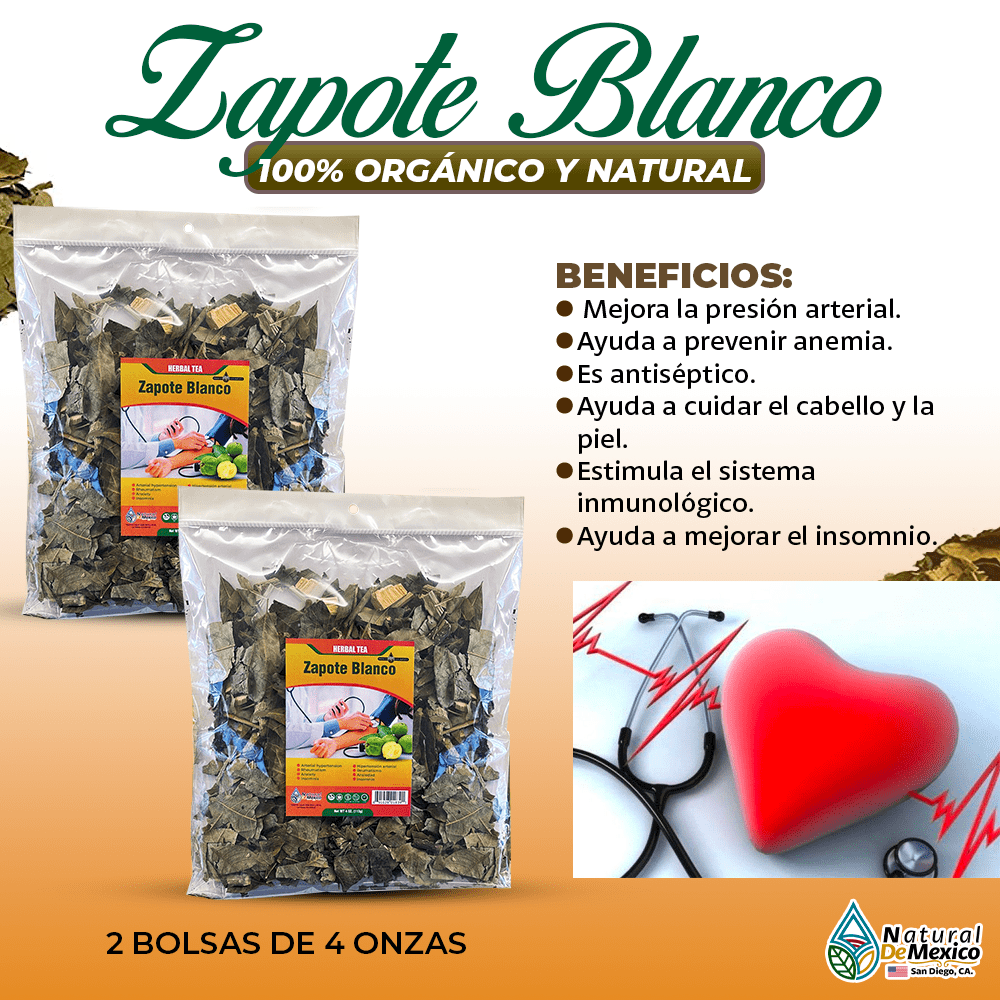 Hojas de Zapote Blanco 8 oz.227gr. (2/4 oz.) White Zapote Tea Benefits