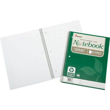 SKILCRAFT, NSN6002028, Single-Subject Recycled Spiral Notebook - Letter, 3 Per Pack