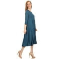 thumbnail image 3 of Women's Relaxed Fit 3/4 Sleeve Round Neck Jersey Knit A-Line Solid Maxi Dress, 3 of 4