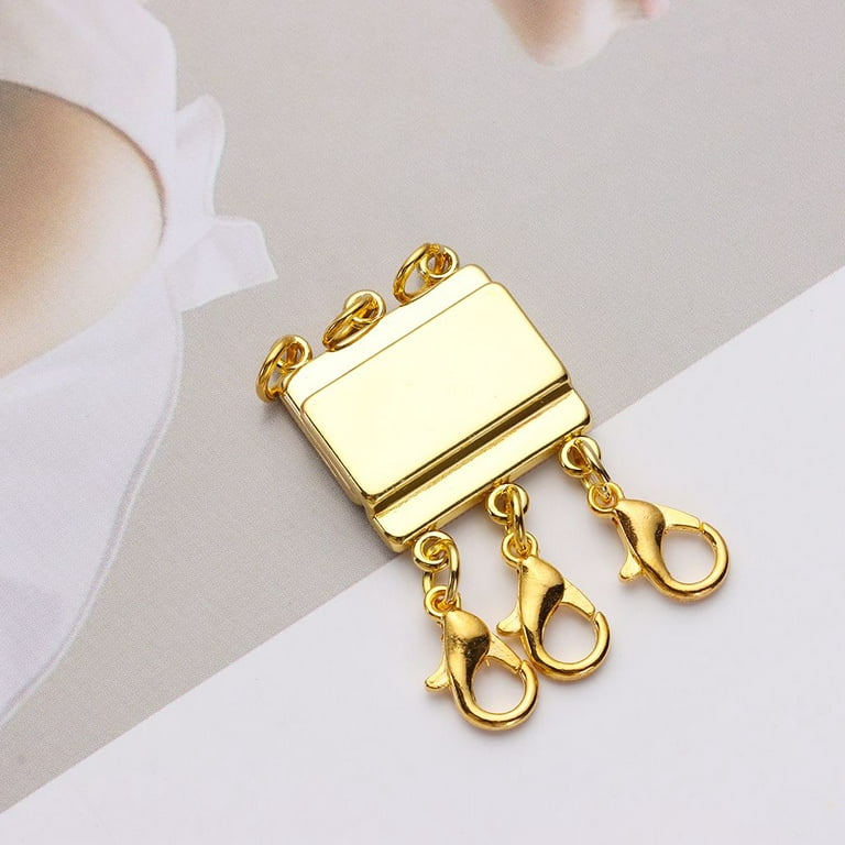 Easy to Use New Design DIY Jewelry Gold Color Multi Strands Clasps Magnetic  Necklace Connector for Layered Bracelet Layering Magnetic Necklace Clasp  GOLD-3 STRANDS 