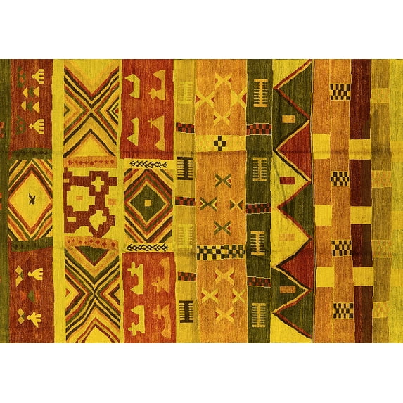 Ahgly Company Indoor Rectangle Solid Yellow Modern Area Rugs, 2' x 4'