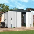 thumbnail image 5 of YODOLLA 10 x 10 ft. Outdoor Metal Storage Shed with Sliding Roof & Lockable Door in White for Patio, Garden& Backyard, 5 of 7