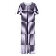 thumbnail image 1 of HUJlwoi Chemise de Nuit Imprimée pour Femmes Rayée Longue Robe de Bain Zippée Robe Décontractée Chemise de Nuit Manches 3/4 avec Poches, 1 of 4